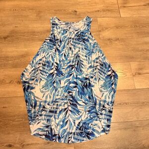 Isla Bonita Cover Up Tropical Palm‎ Leaf Tunic Tank Top One Size High Low Hem
